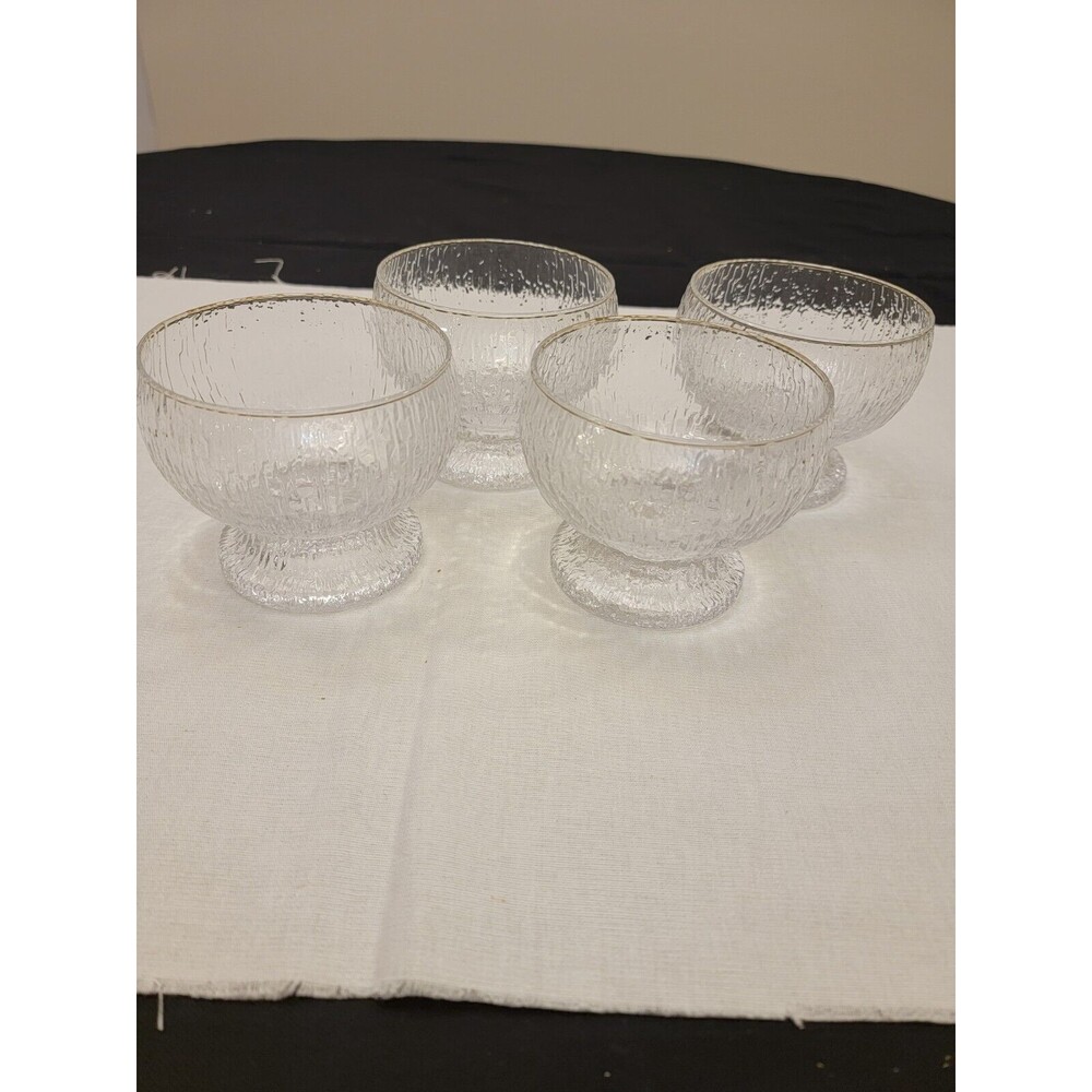 Set of 4 Iittala Kekkerit Timo Sarpaneva Glass Desert Bowls Finland 1970's